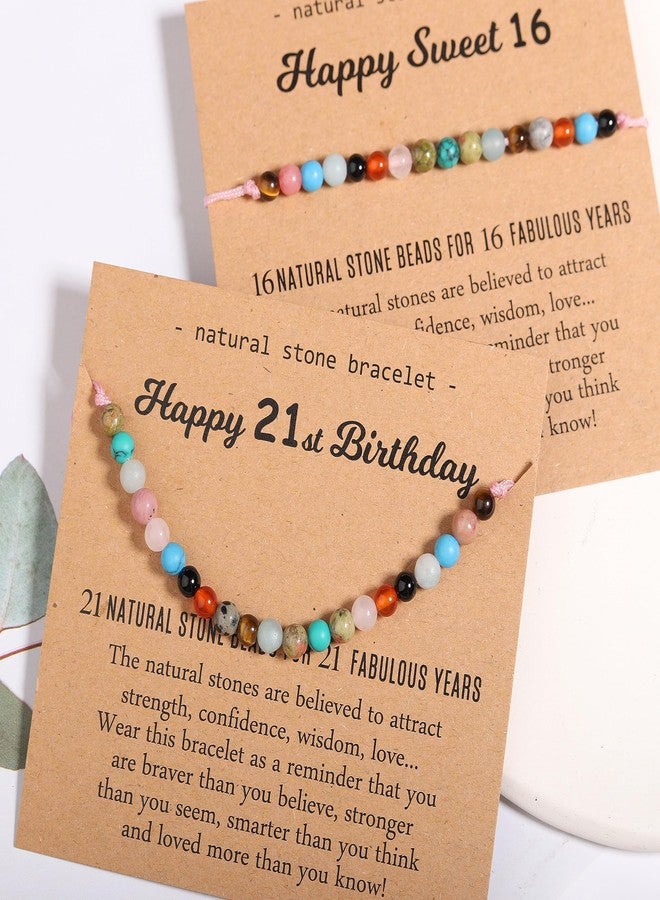 Korotho Sweet 16 Gifts for Her, 16 Year Old Women Birthday Bracelet Happy Turning 16th Milestone Birthday Gift Best Sweet 16 Gifts Natural Crystal Beads Bracelet for Daughter Friend Niece - Image 4